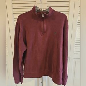 Polo Ralph Lauren Mens 1/4 Zip Shirt Burgundy Pullover Preppy Quiet Luxury Large
